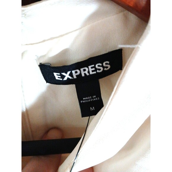 NWT EXPRESS Women's Size M Ivory Midi Dress w/Pleated and Draped Bodice Lined - Picture 3 of 10